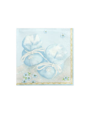 Set 20 Baby Booties Blue Paper Napkins - Space Party