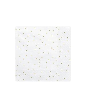 20 servilletas blancas con lunares dorados de papel (33x33 cm) - First communion