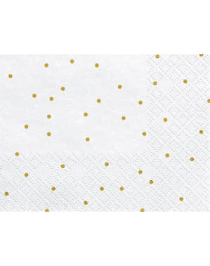 Papierservietten Set 20-teilig weiß mit goldenen Punkten - First Communion
