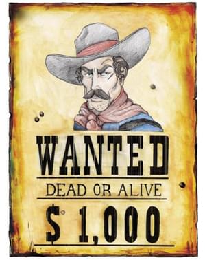 Plakát hledaný zločinec westernový styl