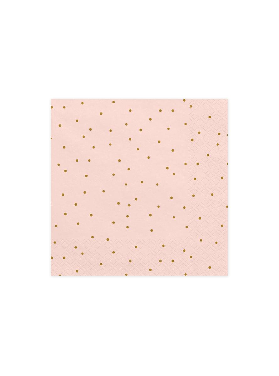 20 tovaglioli rosa con pois dorati di cart (33x33 cm) - Wedding in rose colour