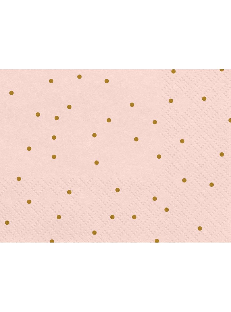 20 tovaglioli rosa con pois dorati di cart (33x33 cm) - Wedding in rose colour