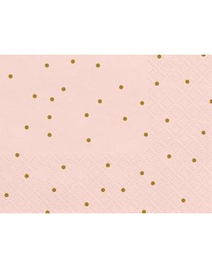 20 Pink Paper Серветки з золотим Dot (33x33 см) - Весілля в рожевому кольорі