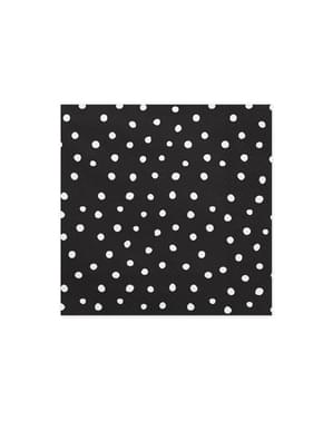 सफेद डॉट्स के साथ 20 ब्लैक पेपर नैपकिन का सेट - स्कैंडी क्रिसमस संग्रह
