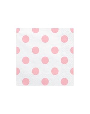 Set 20 Serbet Kertas Putih dengan Pink Dots
