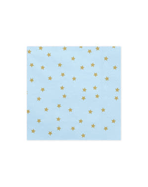 Set 20 Pastel Blue Paper Serbet dengan Bintang Emas