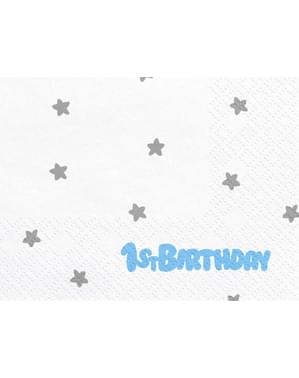 20 servilletas blancas con estrellas plateadas 