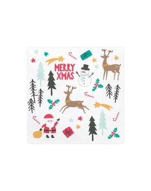 Christmas Print ile 20 Kağıt Peçeteler Set - Merry Xmas Collection