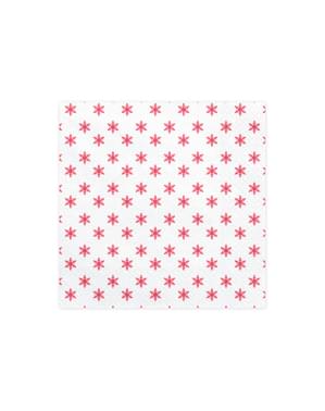 20 Bijela knjiga salvete s Red Snowflake (33x33 cm) - Sretan Božić Kolekcija
