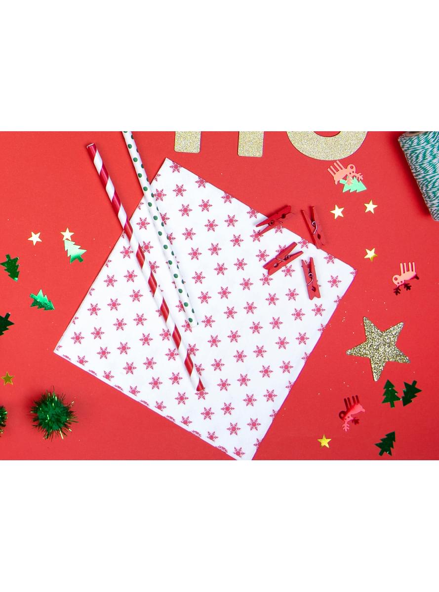 20 Fehér papír szalvéta Red Hópehely (33x33 cm) - Merry Xmas Collection