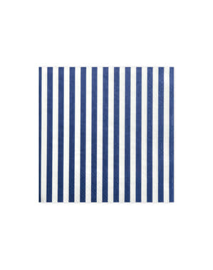 Set 20 Serbet Kertas Putih dengan Garis-garis Biru