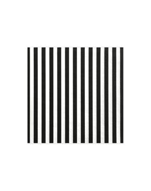 Zestaw 20 białe papierowe serwetki w czarne paski