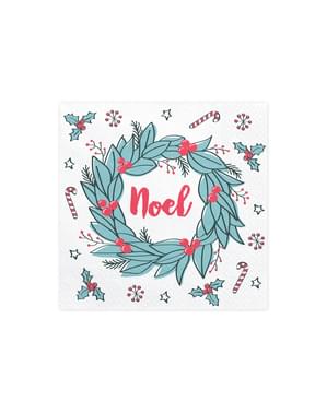 20 serviettes a motifs multicolores 