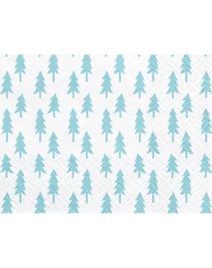 20 White Paper Napkins with Christmas Tree (33x33 cm) - Merry Xmas Collection