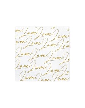 Set 20 Serbet Kertas Putih dengan "Love" Print - Dusty Blue