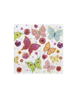 Set 20 Serbet Kertas Putih dengan Multicolor Butterflies
