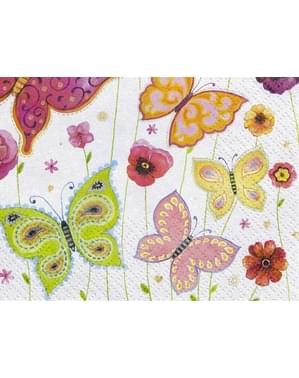 Set 20 Serbet Kertas Putih dengan Multicolor Butterflies