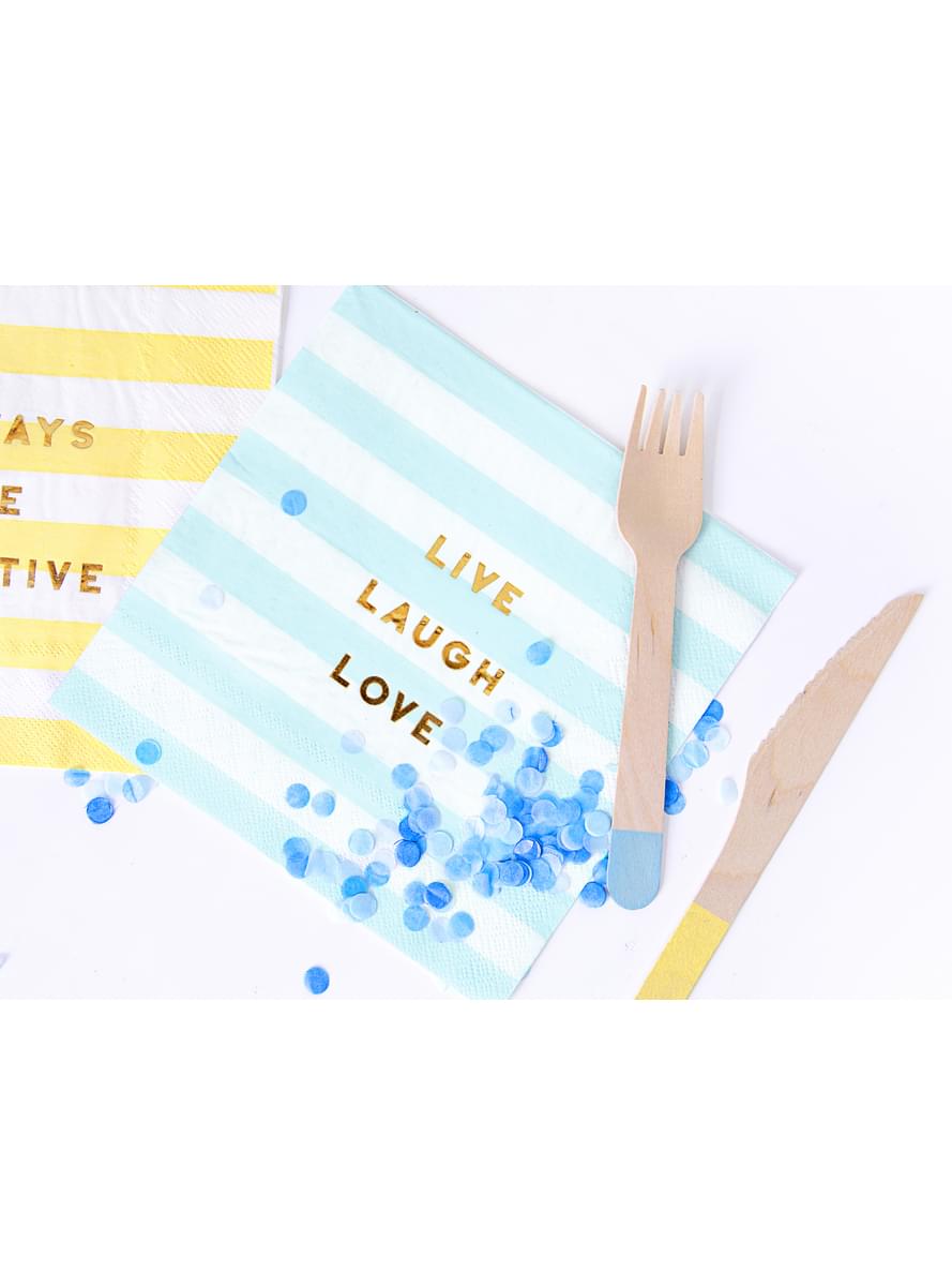 Set od 20 "Live Laugh Love" Papirni prtički, Pastel Blue - Yummy