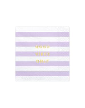 Set 20 "Good Vibes Only" Kertas Serbet, Pastel Purple - Yummy