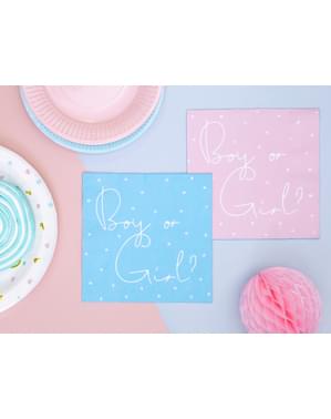 Set 20 růžových & modrých papírových ubrousků 