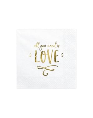 Set 20 Semua Yang Anda Butuhkan Adalah Love Napkins - Gold Wedding