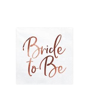 20 White Paper Napkins with Rose Gold 
