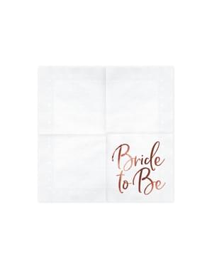 20 Bijela knjiga salvete s Rose Gold „Nevjesta biti” Izravan (33x33 cm) - Rose Gold Nevjesta da bude