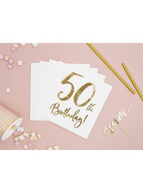 20 tovaglioli bianchi 50th Birthday di cart (33x33 cm) - Milestone  birthday. Consegna express