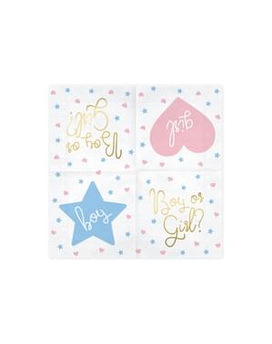 20 „Boy or Girl?“ Papirne salvete u Bijelom (33x33 cm) - Party za otkrivanje spola