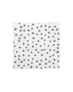 Siyah Yıldız Baskı ile 20 Beyaz Kağıt Peçeteler Set