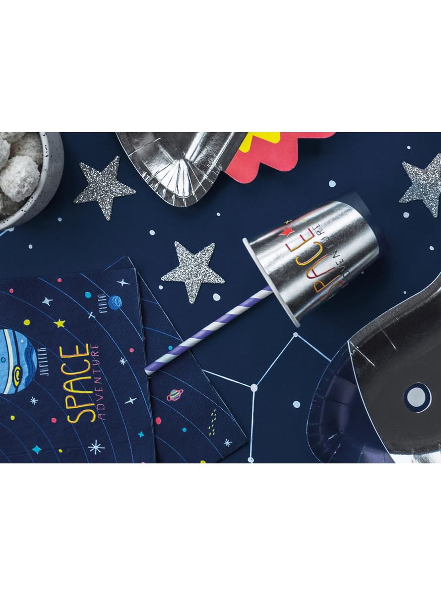 10 palhas de lilás com listras de papel branco - Space Party