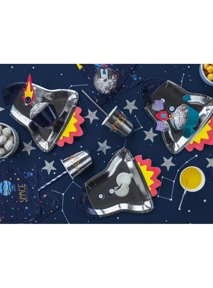 10 palhas de lilás com listras de papel branco - Space Party