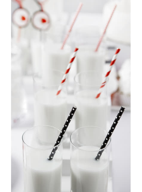10 Red Paper Straws with White Stripes - Pirates Party