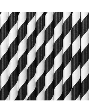 גדר של 10 קשיות שחורות נייר עם פסים לבנים - מפלגת פירטים