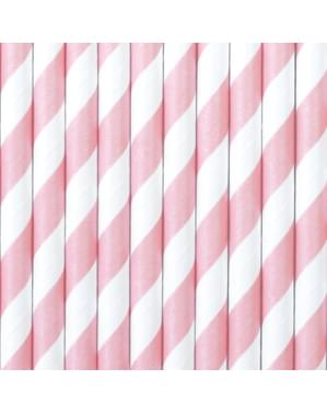 10 Pastel Pink Paper Straws - Unicorn
