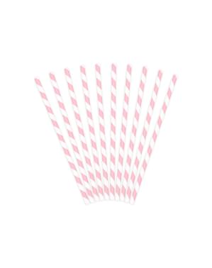 10 Pastel Pink Paper Straws - Unicorn