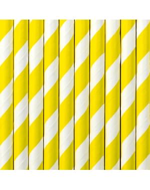 10 Yellow Paper Straws - Aloha