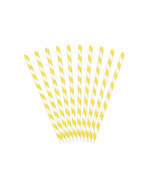 10 gule Papir Sugerør - Aloha