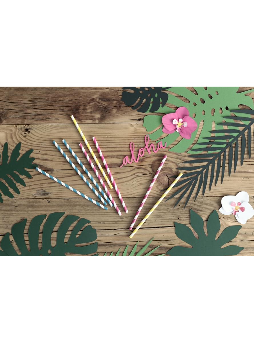 10 Sárga papír Straws - Aloha
