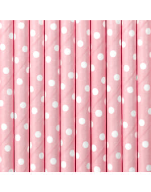 10 cannucce rosa pastello con pois bianchi di carta - Gold Bridal Shower