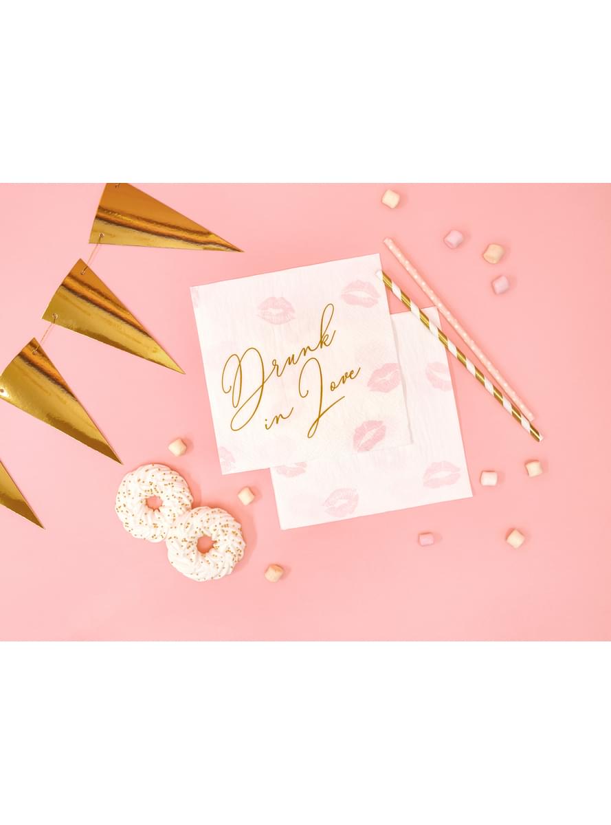 10 cannucce rosa pastello con pois bianchi di carta - Gold Bridal Shower