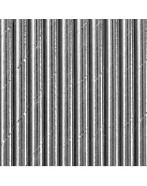 10 Silver Paper Straws - New Year & Carnival