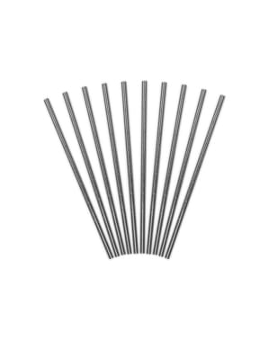 10 Silver Paper Straws - New Year & Carnival