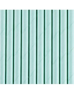 10 pastelowo niebieskie papierowe słomki do napojów - Iridescent
