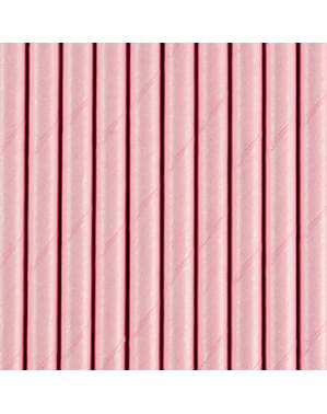 10 Pastel Pink Papír Straws