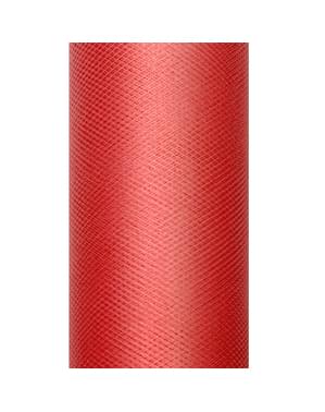 Gulung tulle berwarna merah berukuran 15cm x 9m