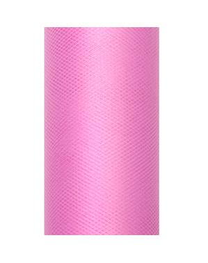 15 सेमी x 9 मी को मापने वाले गहरे गुलाबी रंग में ट्यूल का रोल