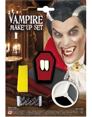 Yüz boyaları ve dişleri ile vampir seti