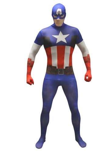 Captain America Morphsuit Adult costume. Express delivery