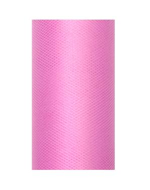 50 सेमी x 9 मी को मापने वाले गहरे गुलाबी रंग में ट्यूल का रोल
